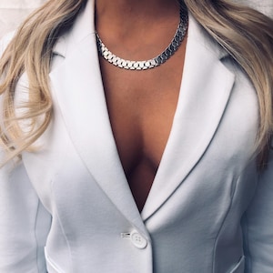 Bold Chunky Necklace, Silver Statement Necklace, Handmade Jewelry, Fashion Jewelry, Unique jewelry, Big Silver Necklace