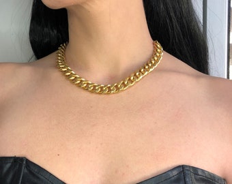 Gold chain Necklace, Chain Necklace, Chain link Necklace, Thick Necklace, Gold chain Necklace for a women, Gold chain Necklace for a women