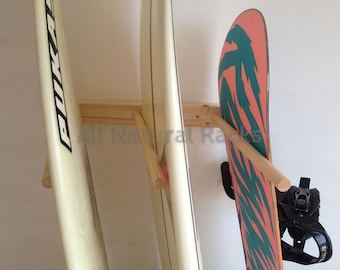 Surfboard / Snowboard Vertical Wood Wall Storage Surf Rack 3 Boards | All Natural Racks