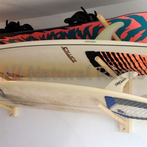 Surfboard / Snowboard Horizontal Wood Wall Storage Surf Rack 3 Boards | All Natural Racks