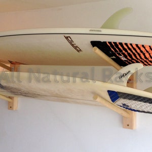 Surfboard / Snowboard Horizontal Wood Wall Storage Surf Rack 2 Boards | All Natural Racks