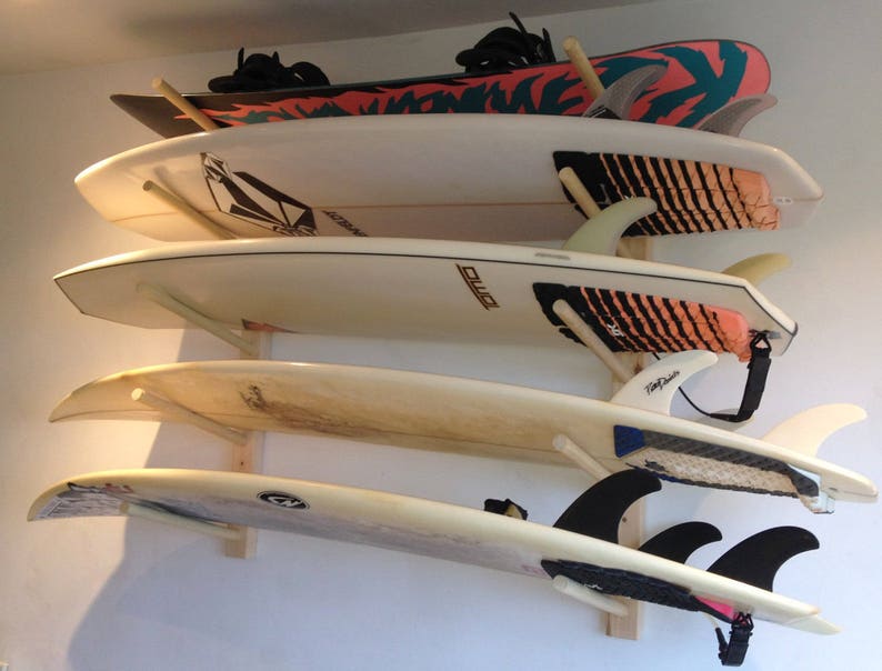 Surfboard / Snowboard Horizontal Wood Wall Storage Surf Rack 5 Etsy UK