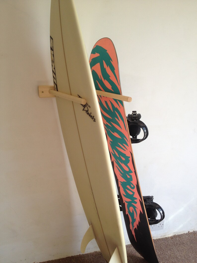 Surfboard / Snowboard Vertical Wood Wall Storage Surf Rack 2 Etsy