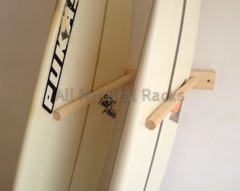 Surfboard / Snowboard Vertical Wood Wall Storage Surf Rack 2 Boards | All Natural Racks