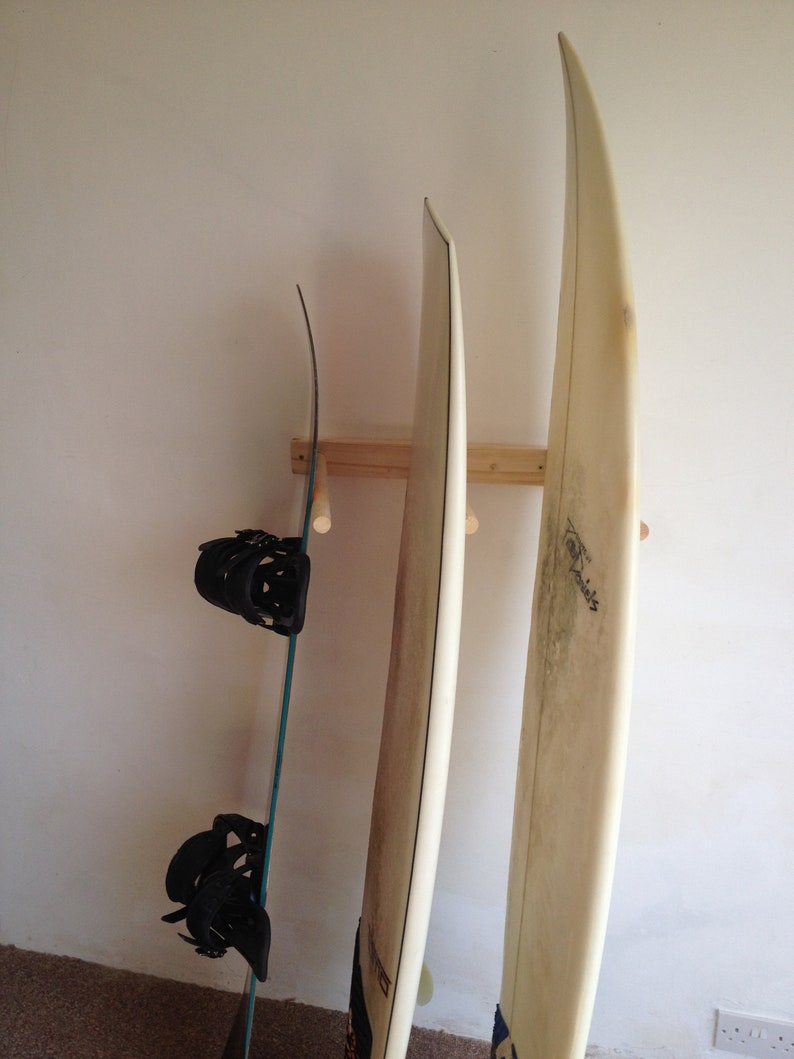 Surfboard / Snowboard Vertical Wood Wall Storage Surf Rack 3 Etsy