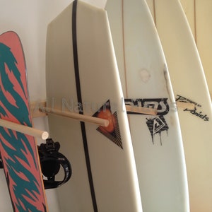 Surfboard / Snowboard Vertical Wood Wall Storage Surf Rack 5 Boards | All Natural Racks