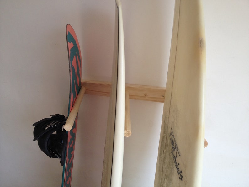 Surfboard / Snowboard Vertical Wood Wall Storage Surf Rack 3 Etsy