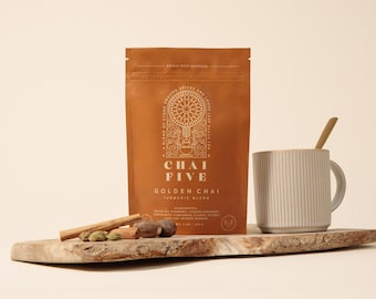 Té Chai de Cúrcuma Orgánico: Latte de Leche Dorada, Mezcla de Adaptógenos