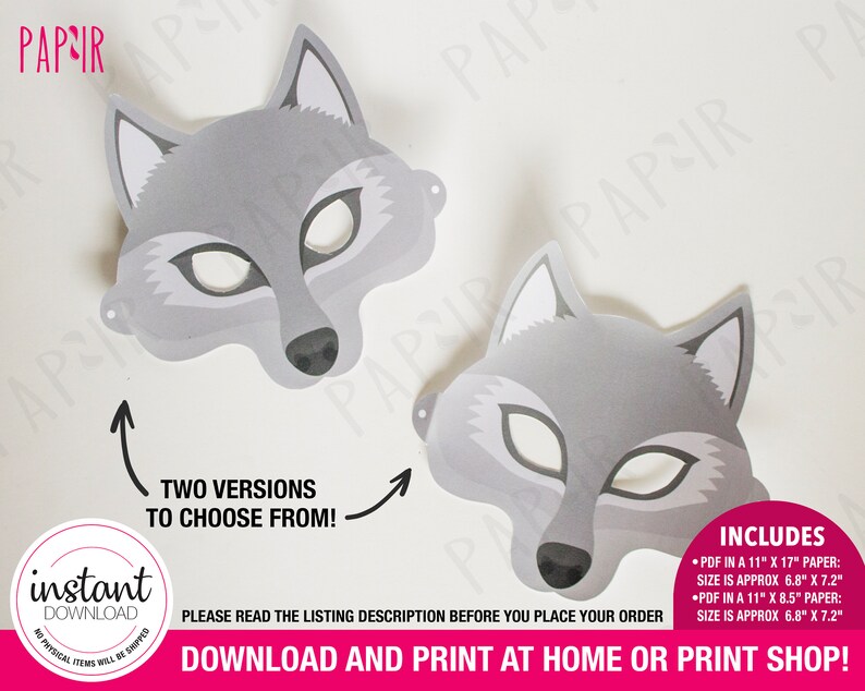 PRINTABLE Wolf Mask Animal Mask Face Mask Eye Mask - Etsy Australia