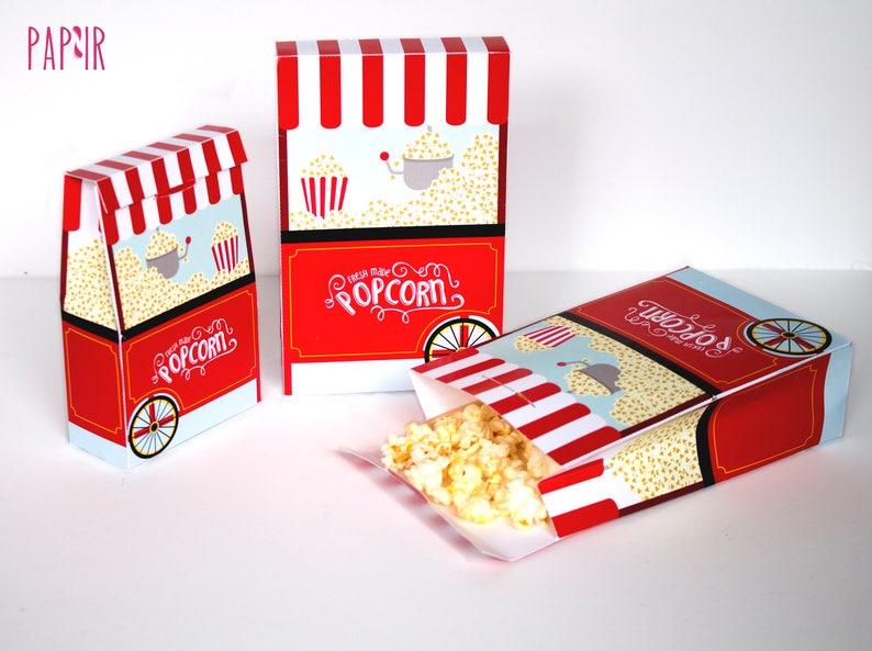 popcorn bags goody box popcorn bag popcorn favor bag PRINTABLE Popcorn Box popcorn favors popcorn party favor popcorn box favor