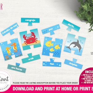 PRINTABLE Animal Puzzle Kit | jigsaw, sea creatures toy, undersea creature, toddler learning toy, toddler learning, printable puzzle