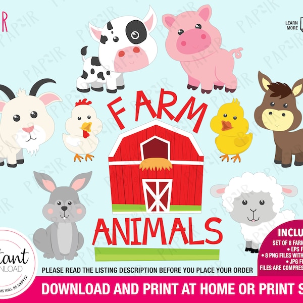 VECTOR Farm Animals | farm clipart, farm animals clipart, barnyard animals, vector files, vector design, farm animals vectors