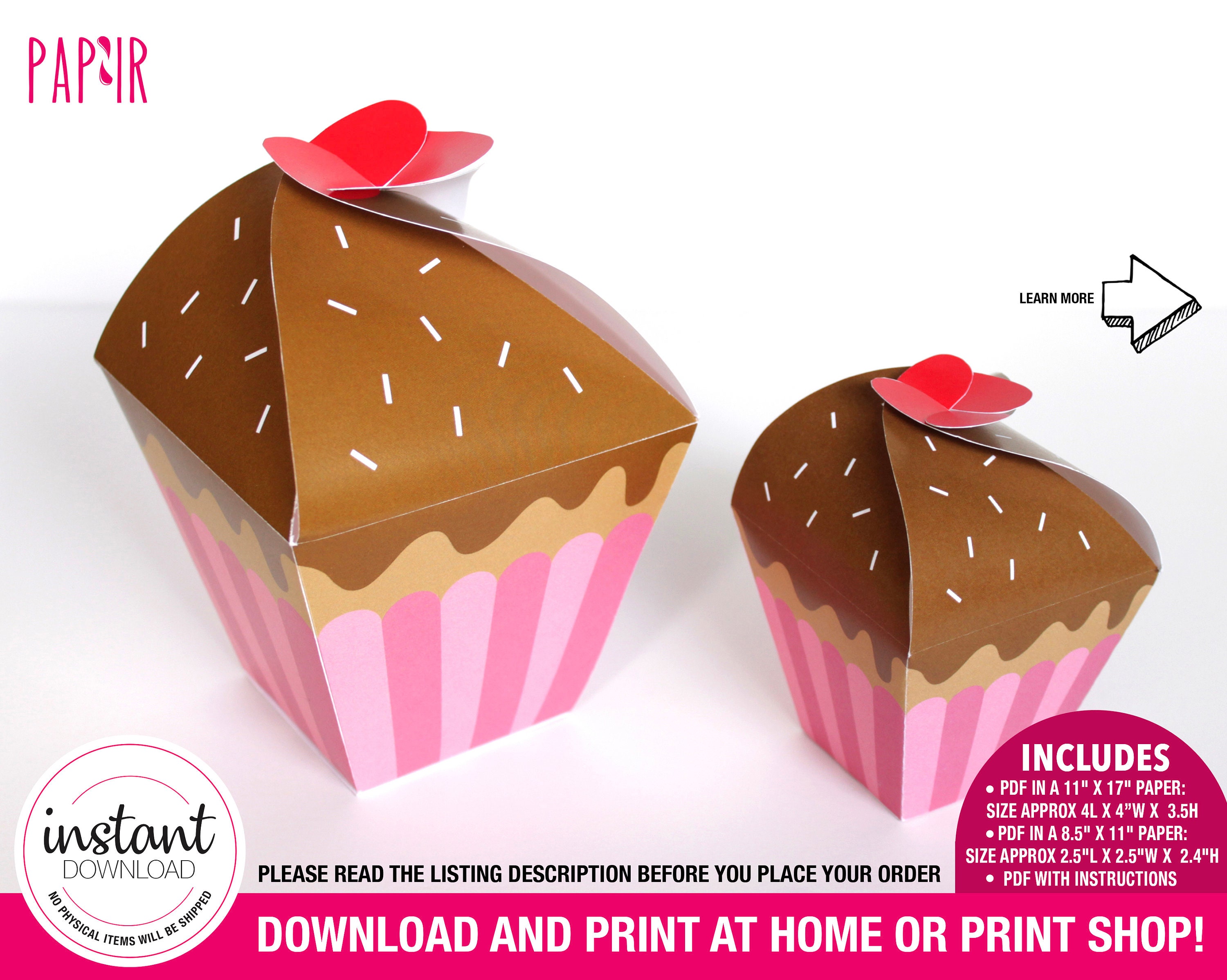 Cupcake Shaped Box Template