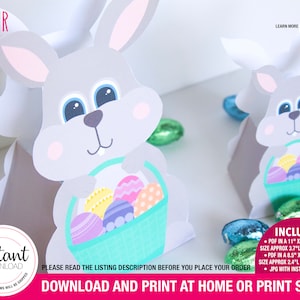 PRINTABLE Easter Bunny Favor Box | Easter decorations, Easter gift packaging, Easter egg hunt box, Easter gift idea, candy box, treats box