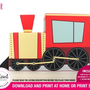 Red Train Network Box PRINTABLE Red Train Box | Train Favor Box, Party Centerpiece, Train ...