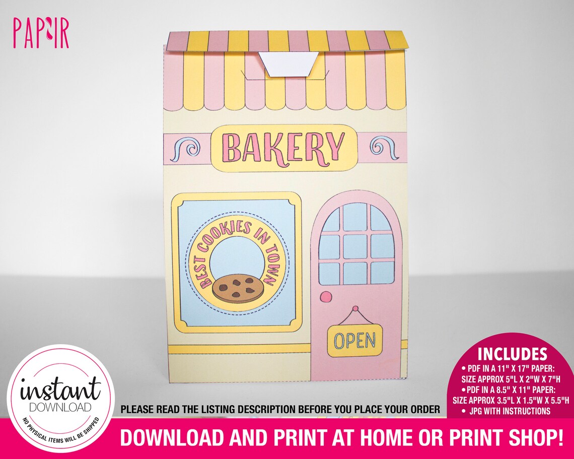 PRINTABLE Cookie Box Bakery Box, Gift Box Cookie, Cookie Bag, Treats ...