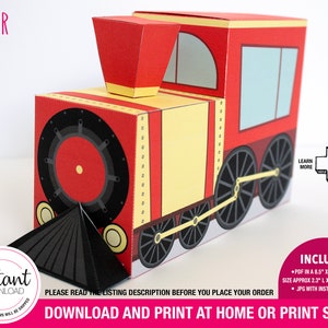 PRINTABLE Red Train Box | train favor box, party centerpiece, train party, train birthday theme