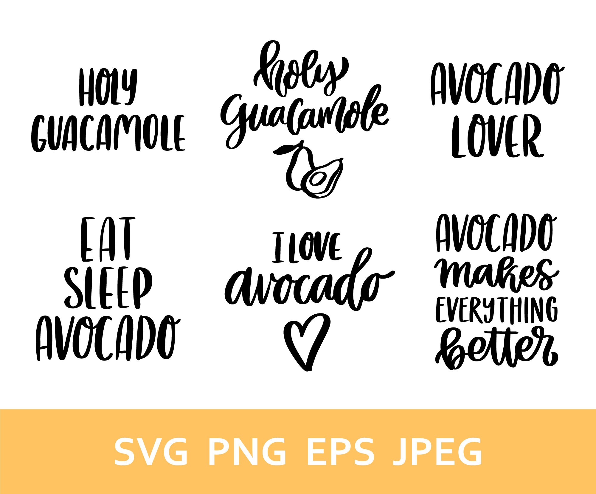 Download Avocado Bundle 6 Designs Svg Avocado Svg Holy Guacamole Svg Etsy