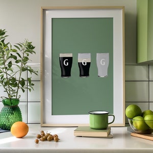 Guinness Inspired Pint Print: Split the G Pub Culture Kitchen Art A0, A1, A2, A3, A4