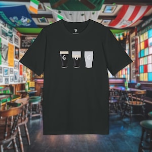 Adults Split The G Three Guinness inspired Illustrated T-Shirt Pint of Beer customised Unisex Tee Pub Cocktail Craft Beer Lager Stout Tee