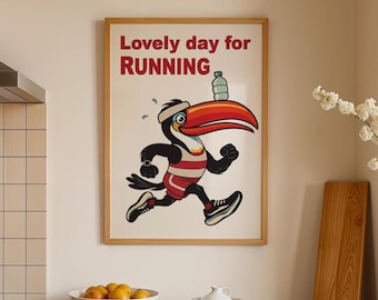 Funny Vintage Running Print, Retro Guinness Inspired Art Poster, A0, A1, A2, A3, A4