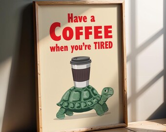 Funny Vintage Coffee Print, Retro Guinness Inspired Art Poster, A0, A1, A2, A3, A4
