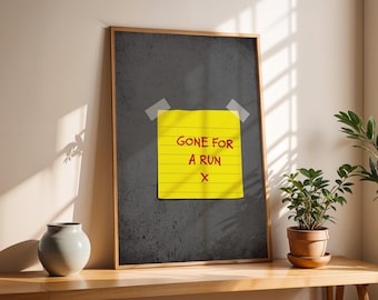 Funny Running Quote Print, Cute Retro Note Art Poster for Runners, A0, A1, A2, A3, A4