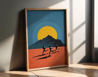 Desert Runners Print, outdoor Trail Running Ultra Marathon Illustration A0, A1, A2, A3, A4