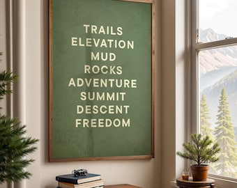 Minimalist Trail Adventure Print, Outdoor Nature Gift, Runners, Hikers, A0, A1, A2, A3, A4