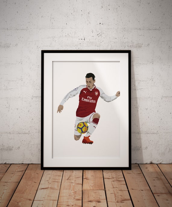 Mesut Ozil Arsenal Illustrated A3 Poster Premier Etsy