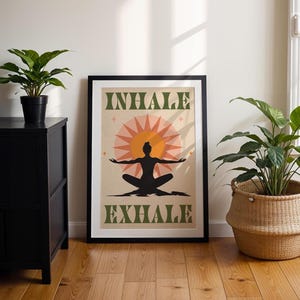 Inhale Exhale Inspirational Poster Print: Boho Yoga Meditation Mindful Art A0, A1, A2, A3, A4