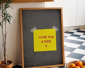 Funny Cycling Quote Print, Cute Retro Note Art Poster for Cyclists, A0, A1, A2, A3, A4