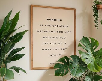 Typographic Running Quote Art Print, Minimal Style Poster, A0, A1, A2, A3, A4