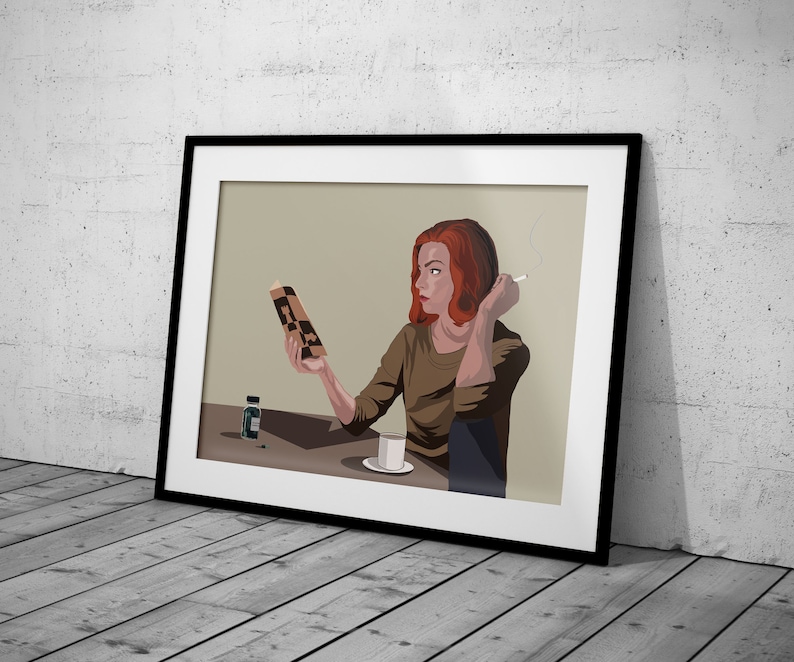 A3A4 Illustrated The Queens Gambit Print Netflix Series inspired Wall Art Chess Anya Taylor-Joy Movie Poster retro Film 1960