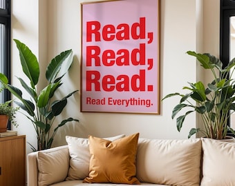 Reading Quote Print, Typographic Wall Art Cosy Book Nook Poster A0, A1, A2, A3, A4