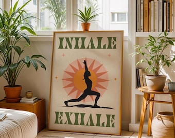 Inhale Exhale Inspirational Poster Print, Yoga Meditation Mindful Art A0, A1, A2, A3, A4