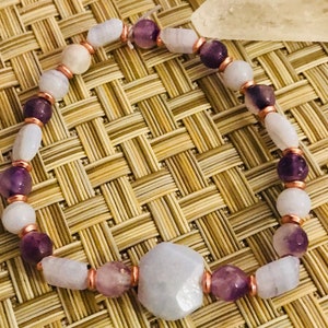 Calming , peace , cooling , tranquility , helps stress, strain, irritability, amethyst, blue lace agate image 9