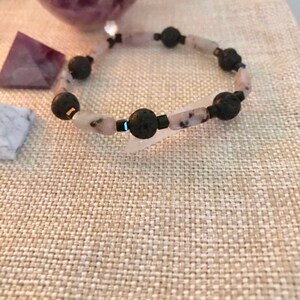 Strength, energy , passion,nurturing - pink jasper & lava- add essential oils to lava beads