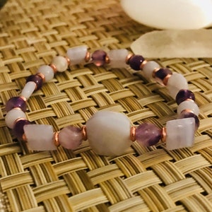 Calming , peace , cooling , tranquility , helps stress, strain, irritability, amethyst, blue lace agate image 2