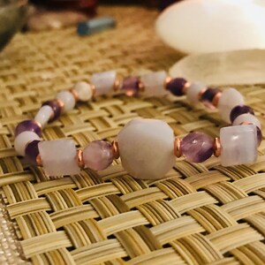 Calming , peace , cooling , tranquility , helps stress, strain, irritability, amethyst, blue lace agate image 5