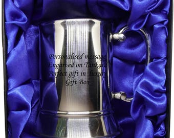 Personalised Engraved Best Man Tankard In black gift box with blue satin lining