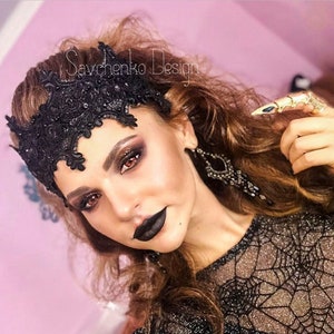 sex and the city crown black crown carrie bradshaw headpiece evil queen goth crown black lace crown black lace fascinator queen crown 1920