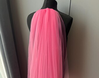 Hot Pink Wedding Veil Barbie core Bridal Magenta Tulle Bridal Pink Bachelorette Party Pink Glitter Wedding veil Bright Pink Veil Vegas veil