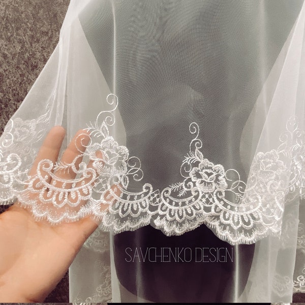 floor length veil cathedral wedding veil boho wedding veil ivory chapel length veil white floral lace veil geometric carhedral drop veil
