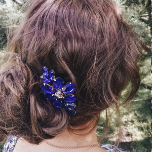 Navy Blue Hair comb Small Sapphire hair comb Royal Blue Hair Piece Blue Wedding Hair Comb Prom Hair Accessories Victorian bride Hair Piece