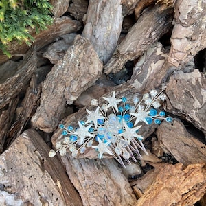 seashell hair accessories small blue beach wedding hair clips minimalist starfish headpiece starfish hair comb mermaid hair accessories