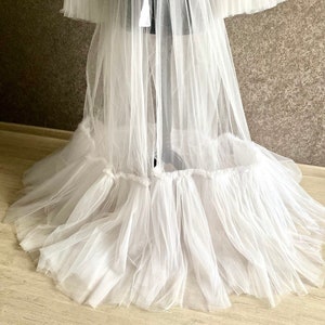 Tulle Robe Ruffle Pregnancy Gown Wedding Robes Photoshoot Robe Dress ...