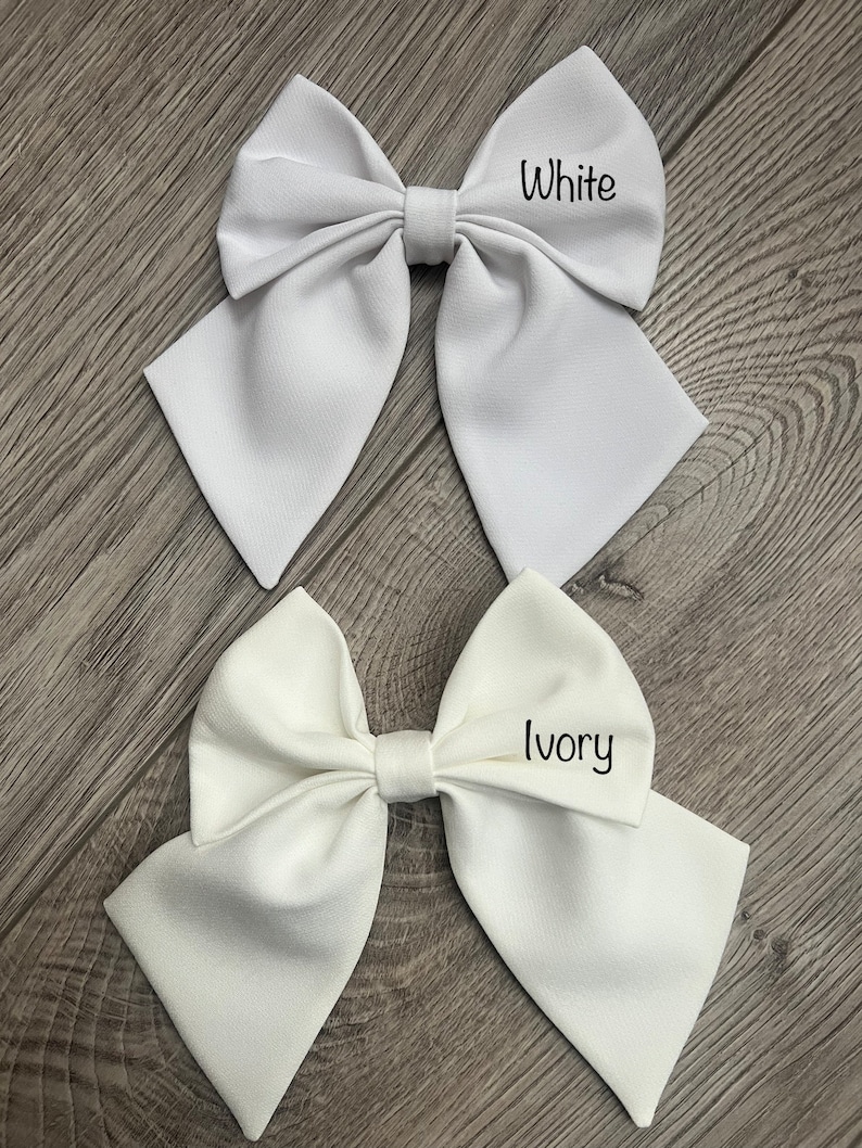 Bridal Bow Veil White Silk Bridal Hair Bow Alternative Bridal Veil Vintage Wedding Bow hair clip Ivory Satin Bow Bridal Shower Accessory image 4