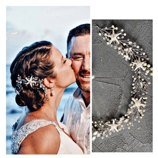 Cerchietto Per Capelli Con Stella Marina, Conchiglie E Fiori, Elastico Regolabile, Accessorio Sirena Per Donna E Ragazza