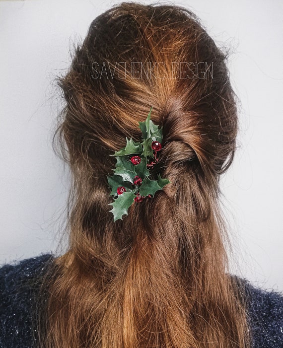 Holly Hair Clip Christmas Hair Piece Christmas Hair - Etsy Holly Hair Clip Christmas Hair Piece Christmas Hair - Etsy